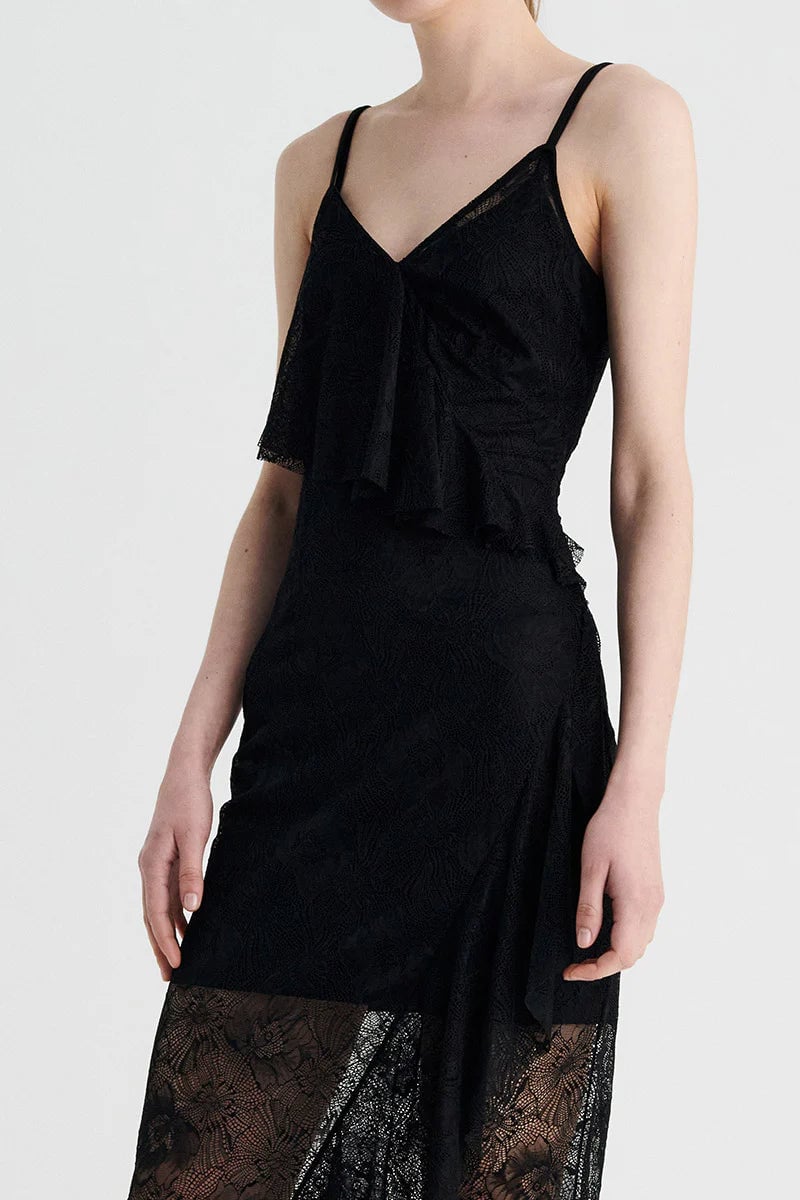SUBOO GEMINI LACE SLIP DRESS - BLACK photo 3