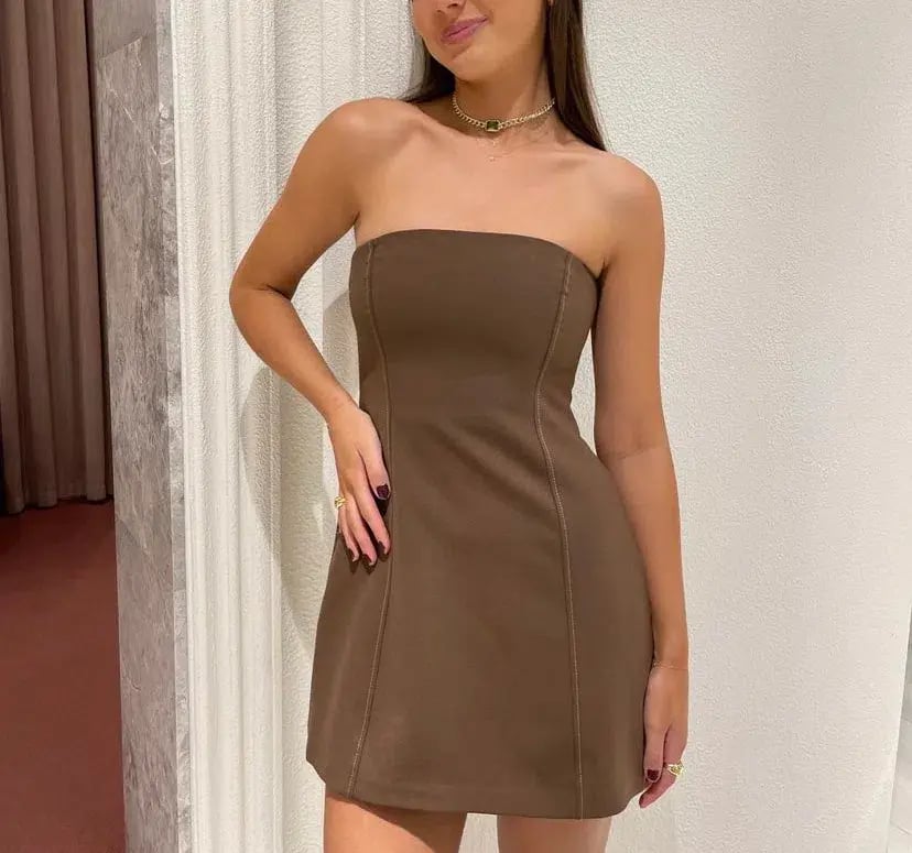Sir the Label Adrien Strapless Mini Dress Brown Size 0 / Au 6 photo 6