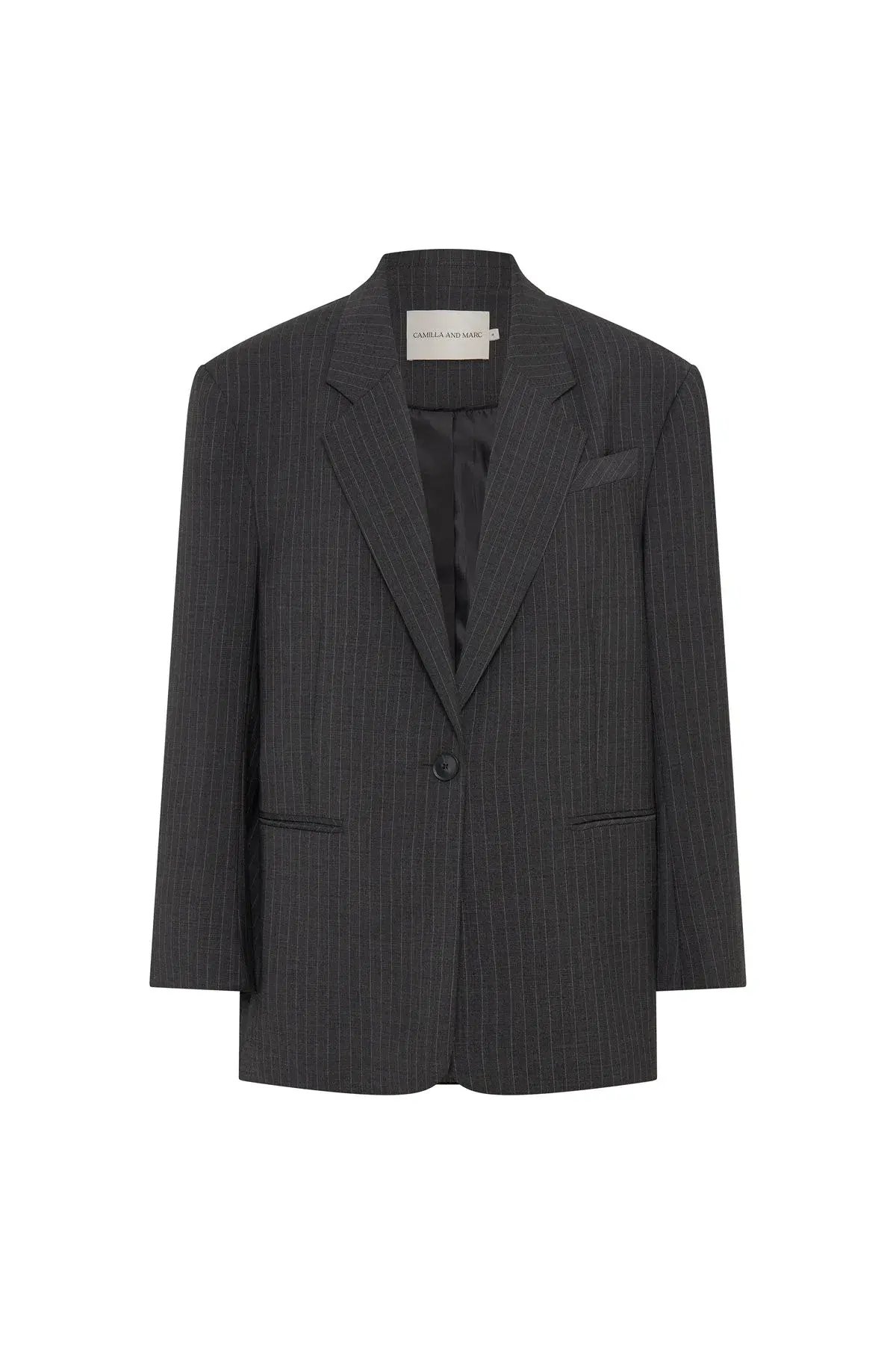 Camilla and Marc Brancusi Blazer and Pant Set Charcoal Pinstripe Size AU 8 photo 6