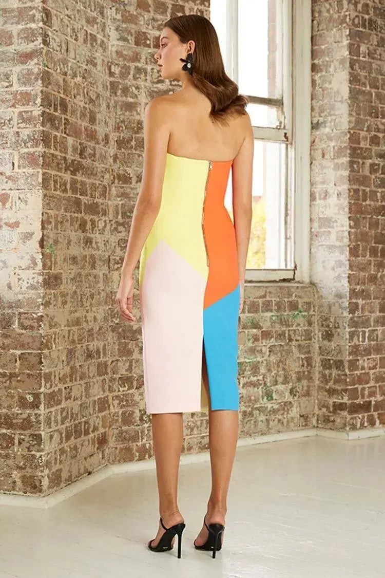 By Johnny Strapless Dress Multi Splice Size 10 photo 3
