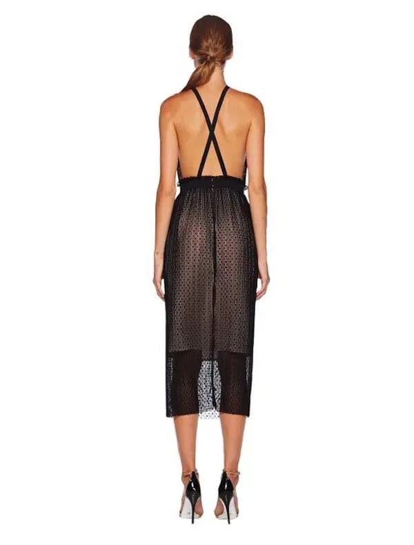 Bec & Bridge Pompette Halter Dress Black Size 10 photo 3