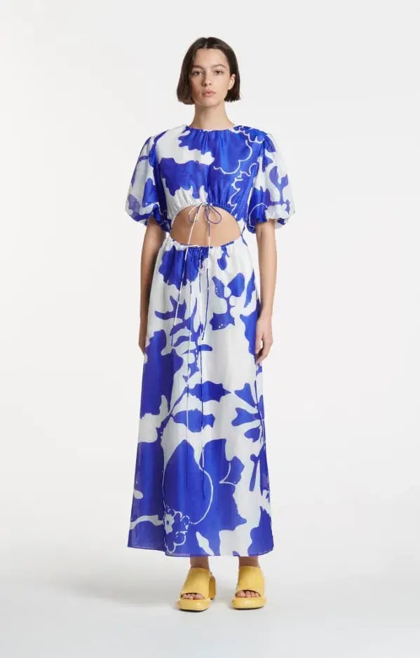 Sir the Label Vivi Puff Sleeve Maxi Dress Size Blue Print 2/Au 10 photo 2