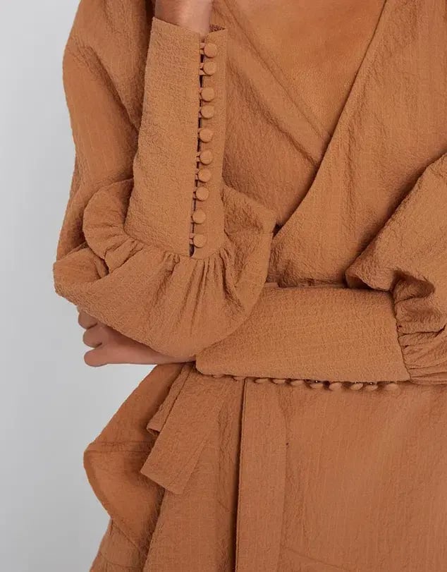 By Johnny Crush Wrap Dress Tan Size 8 photo 3