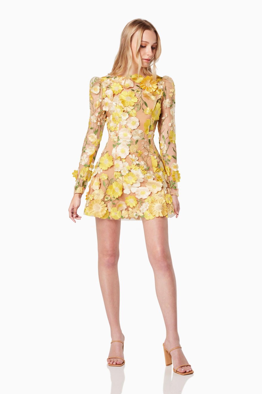 Elliatt Golden Voice Dress - Yellow Multi photo 3
