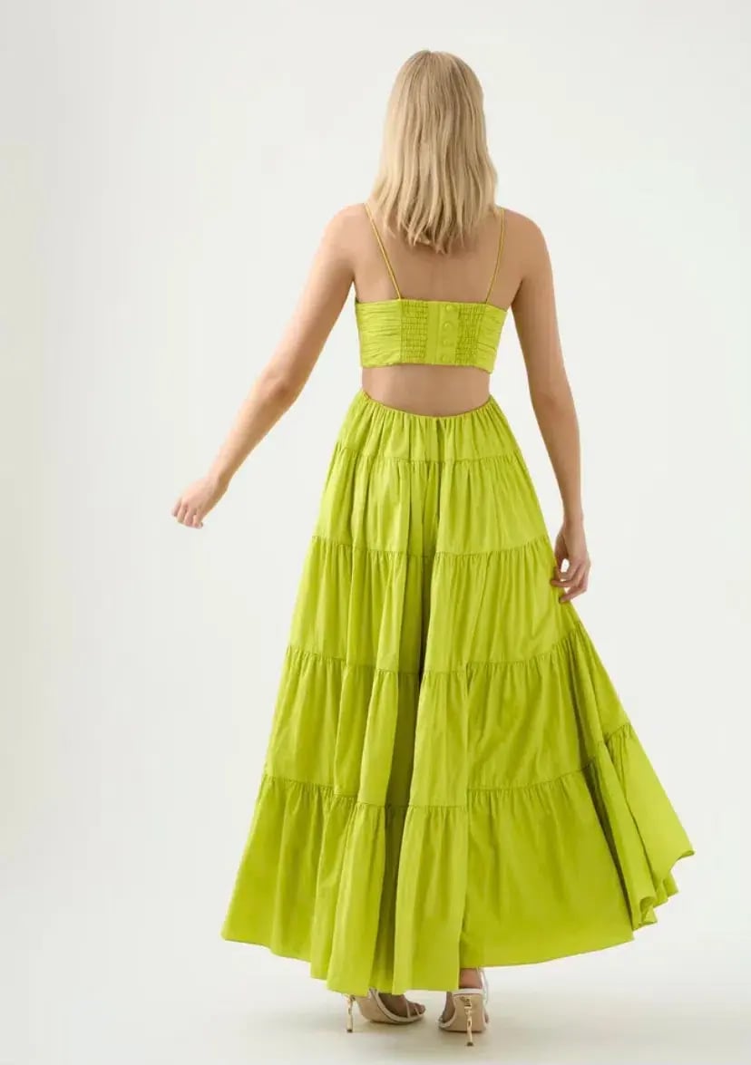 Aje Sartre Tiered Maxi Dress Green Size 12 / L photo 4