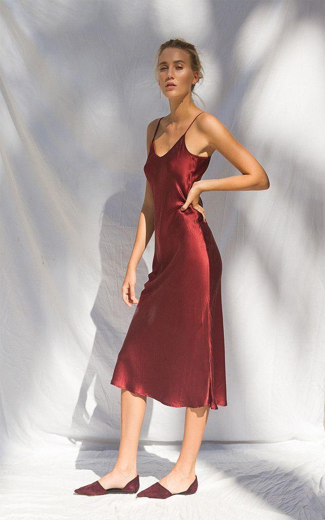 Silk Laundry 90s Slip Dress in Plum size 10 photo 4
