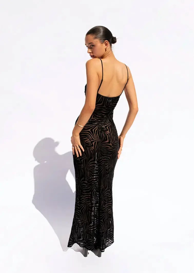 Realisation Amber Zebra Maxi Dress Black Size Small / AU 8 photo 3