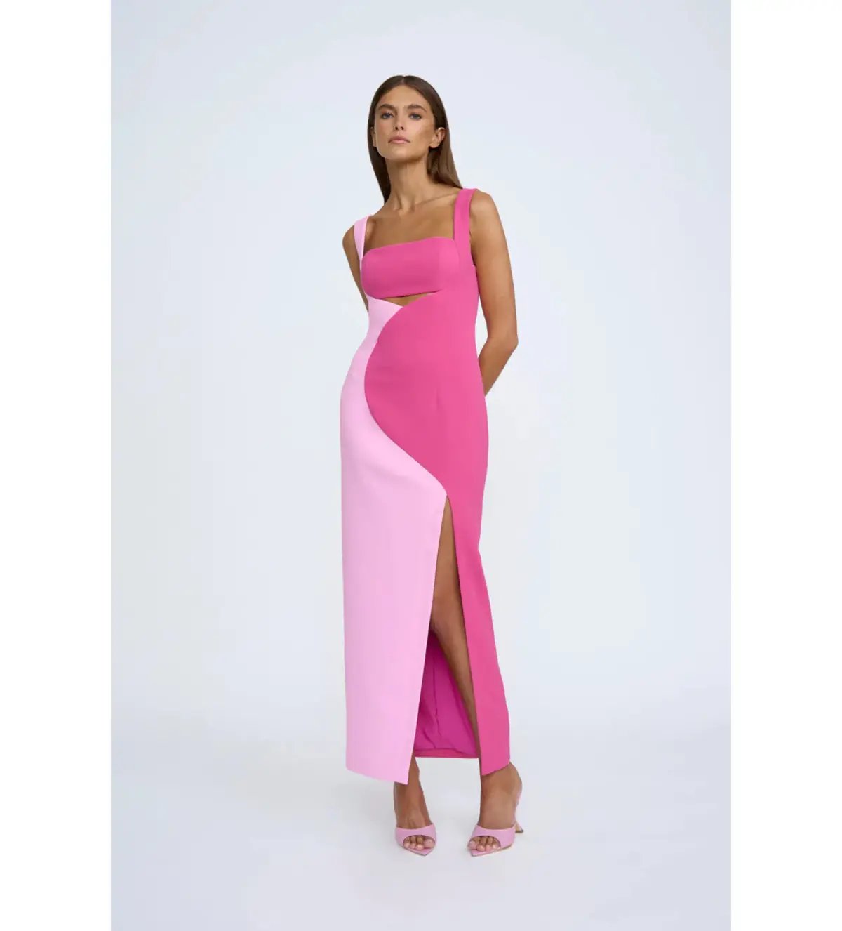 By Johnny Caterina Two Tone Curve Midi Pink Multi Size 6 photo 2