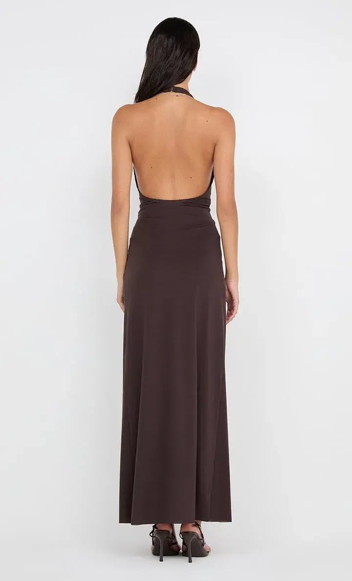Bec & Bridge Tillie Drape Maxi Dress Dark Chocolate Size AU 8 photo 2