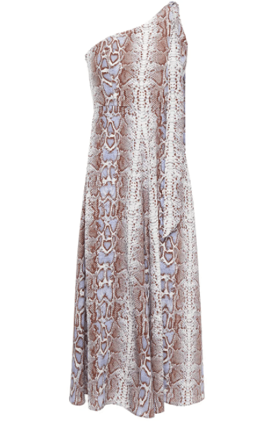 Zimmermann One Shoulder Snake Print Silk Crepe De Chine Midi Dress Print Size 6 photo 3