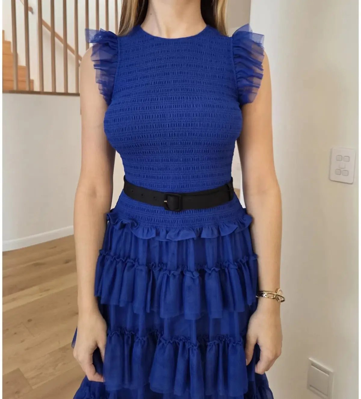 ME+EM Ethereal Tulle Shirred Midi Dress Electric Blue Size AU 8 photo 8