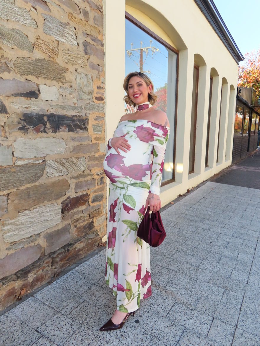 By Nicola Belle Maxi Dress In Bordeaux Flora photo 2