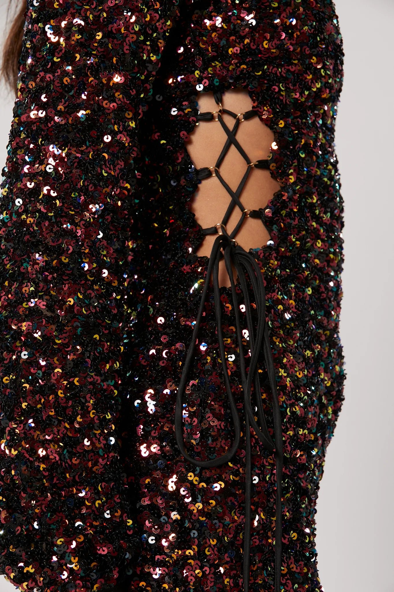 WINONA LUMI LACE UP DRESS - WINE MULTI photo 7