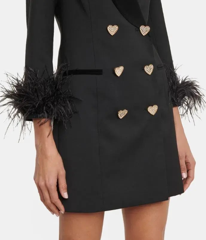 Rebecca Vallance Kawani Feather Trimmed Mini Dress Black Size 8 photo 2
