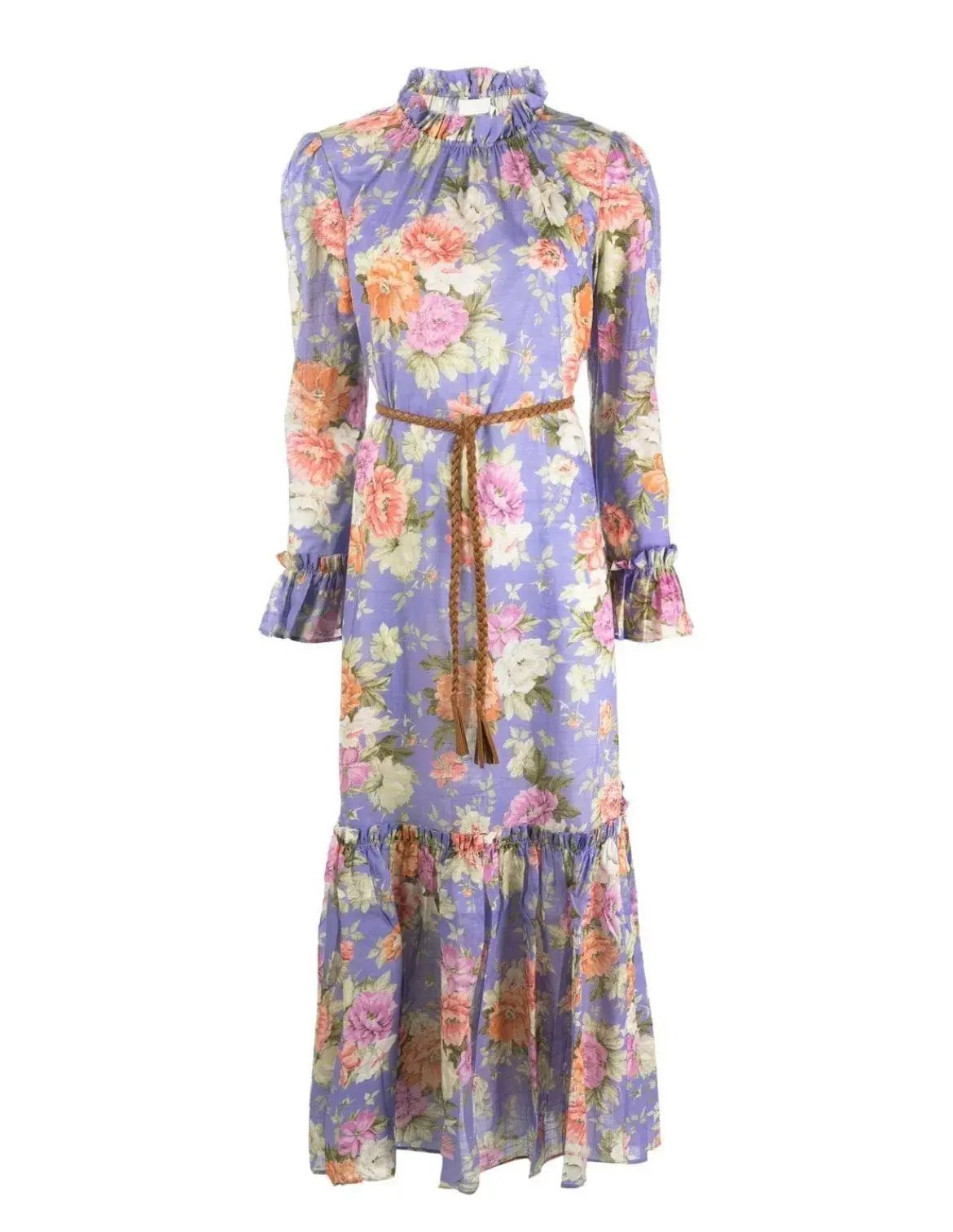 Zimmermann Pattie Frill Midi Dress Purple Size AU 8 photo 3