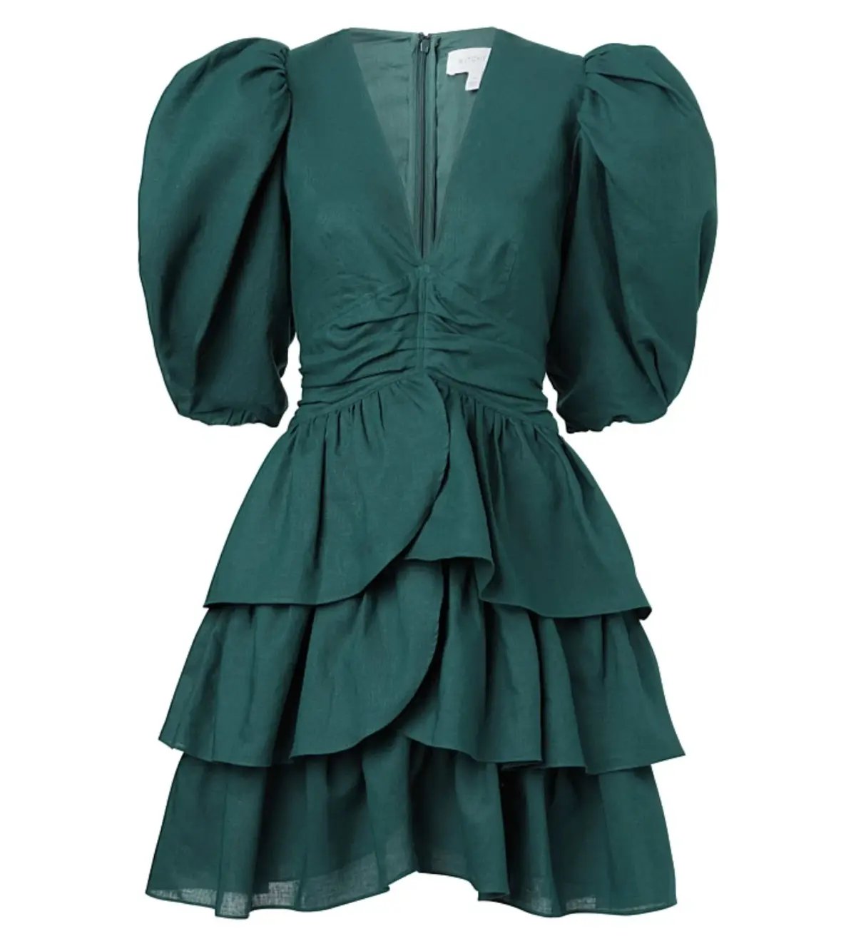 Witchery Ruffle Skirt Mini Dress Dark Emerald Green Size 10 photo 3