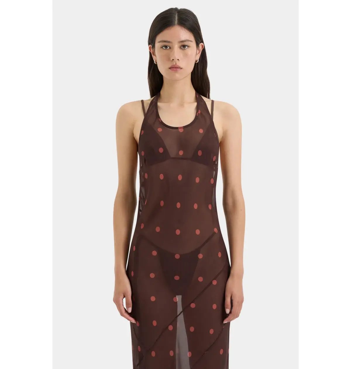 Sir the Label Toni Halter Dress in Chocolate Dot Size 2 / AU 10 photo 3