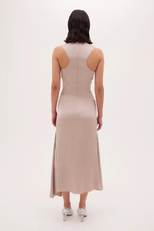 Bianca Spender Sand Satin Meret Dress Nude Size 2/ Au 10 photo 4