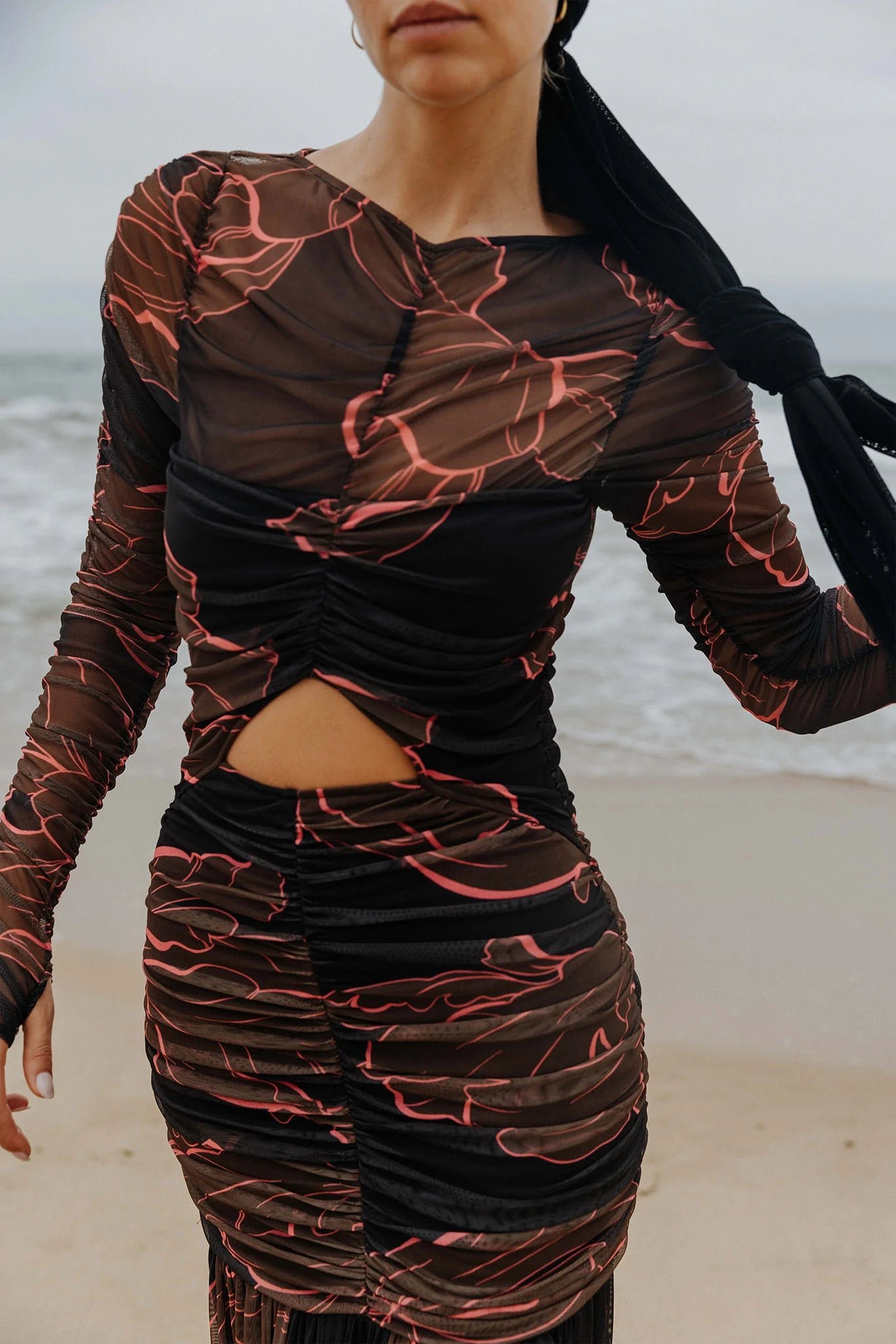 PASDUCHAS ROSETTA HOURGLASS MIDI - DARK FLORAL photo 6