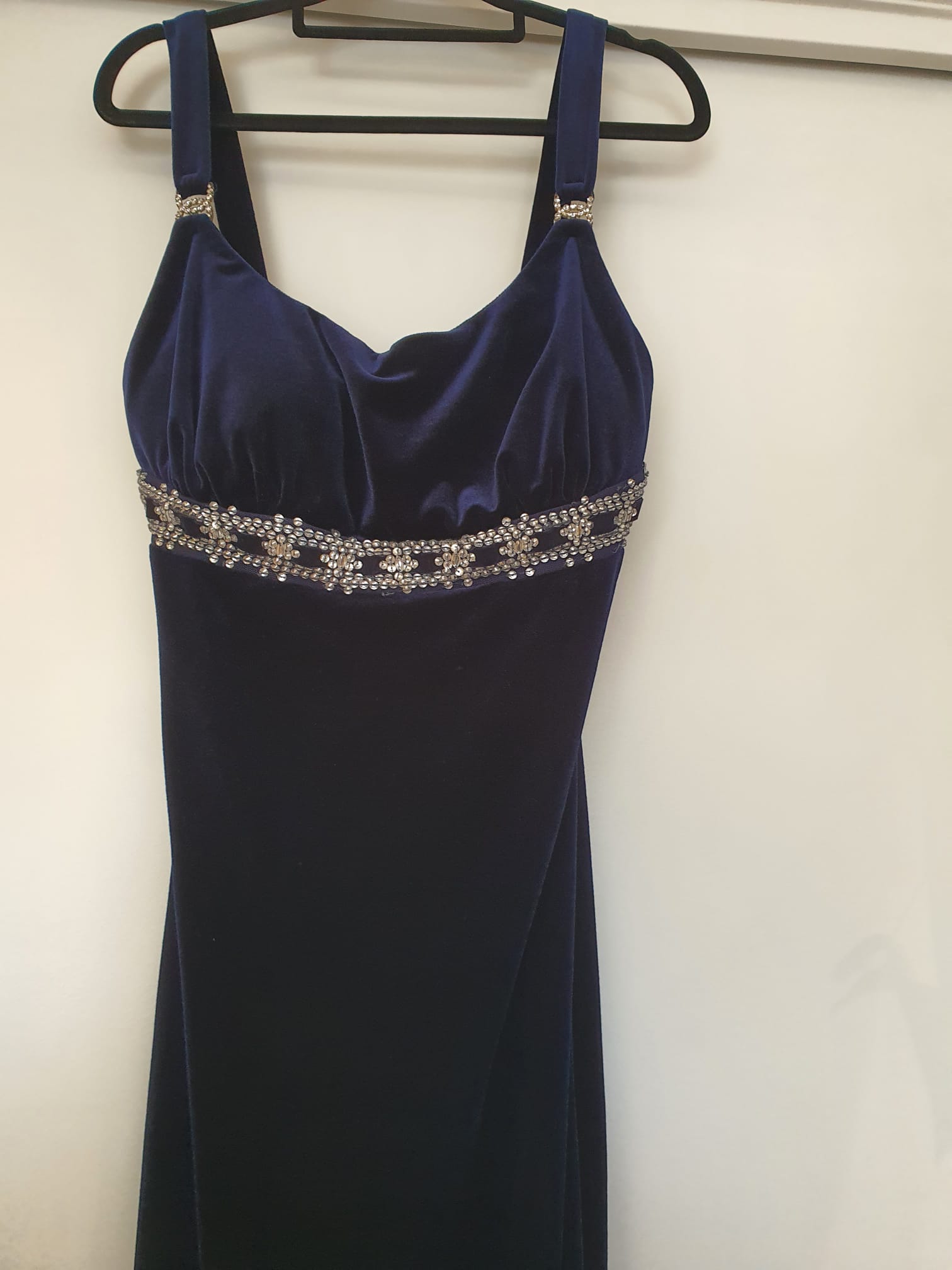 Navy Velvet Dress with Beading photo 2