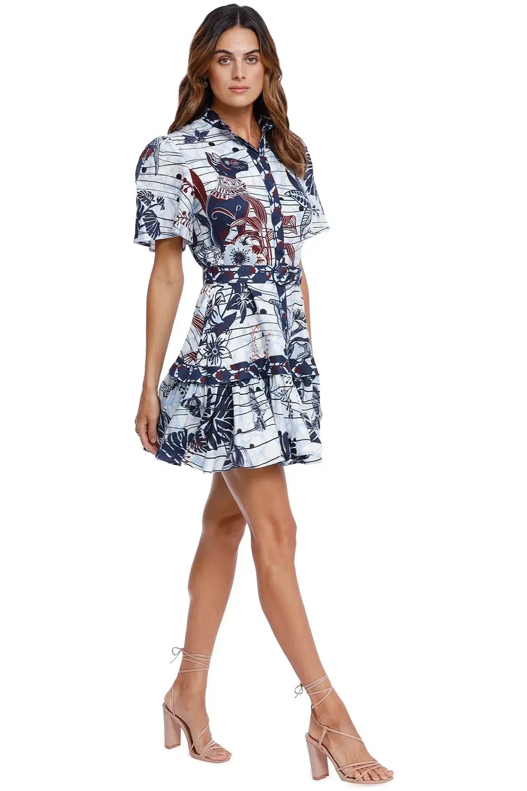 Leo Lin La Casa Linen Mini Dress Print Size 8 photo 2