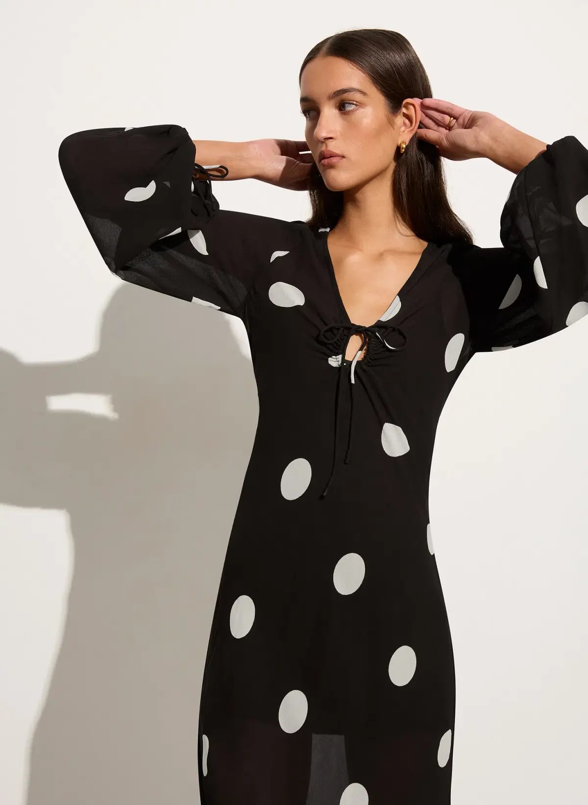 Faithfull The Brand Santos Maxi Dress Veia Polka Dot Chocolate Size AU 8 photo 5