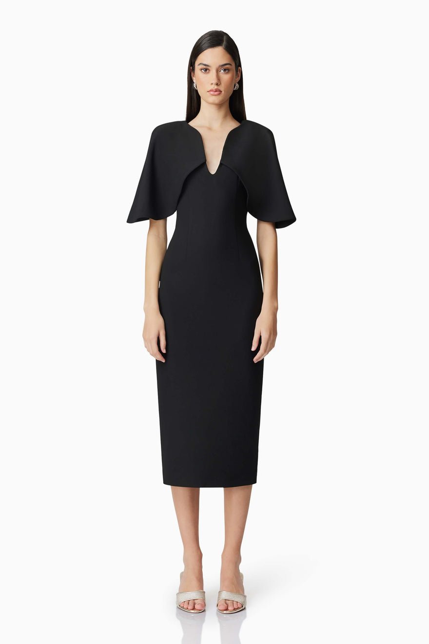 Elliatt Gia Cape Midi Dress - Black photo 5
