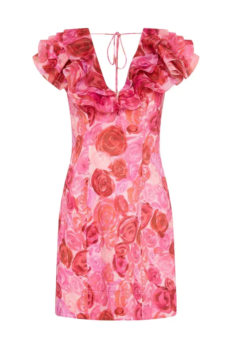 Aje Charmed Plunge Mini Dress Misty Rose Size 8 photo 3