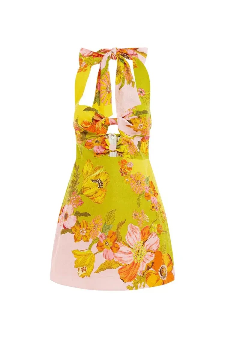 Alemais Sillas Halter Mini Dress Floral Size 8 photo 4