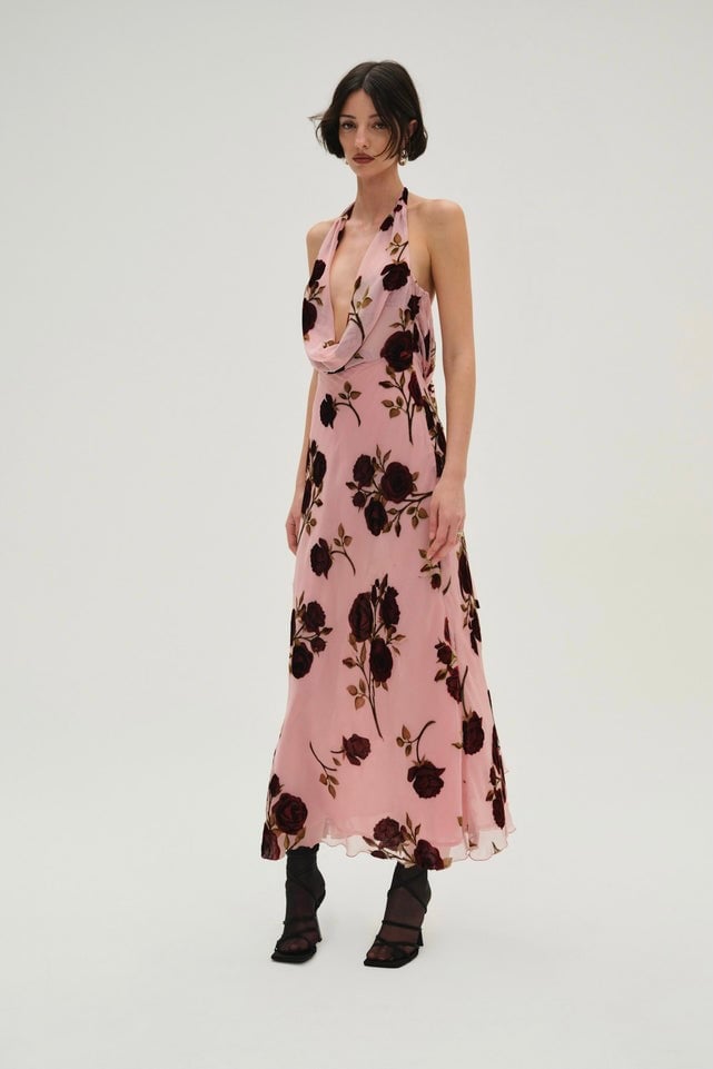 For Love and Lemons Rose Velvet Maxi Dress - Rose photo 3
