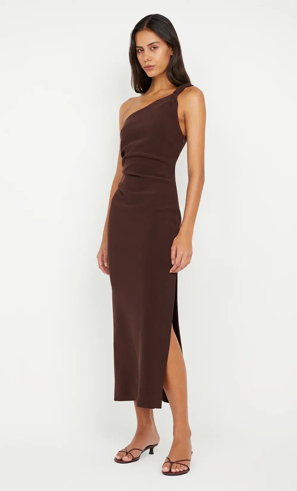 Bec & Bridge Ariven Asym Midi Dress Dark Chocolate Size 12 photo 2