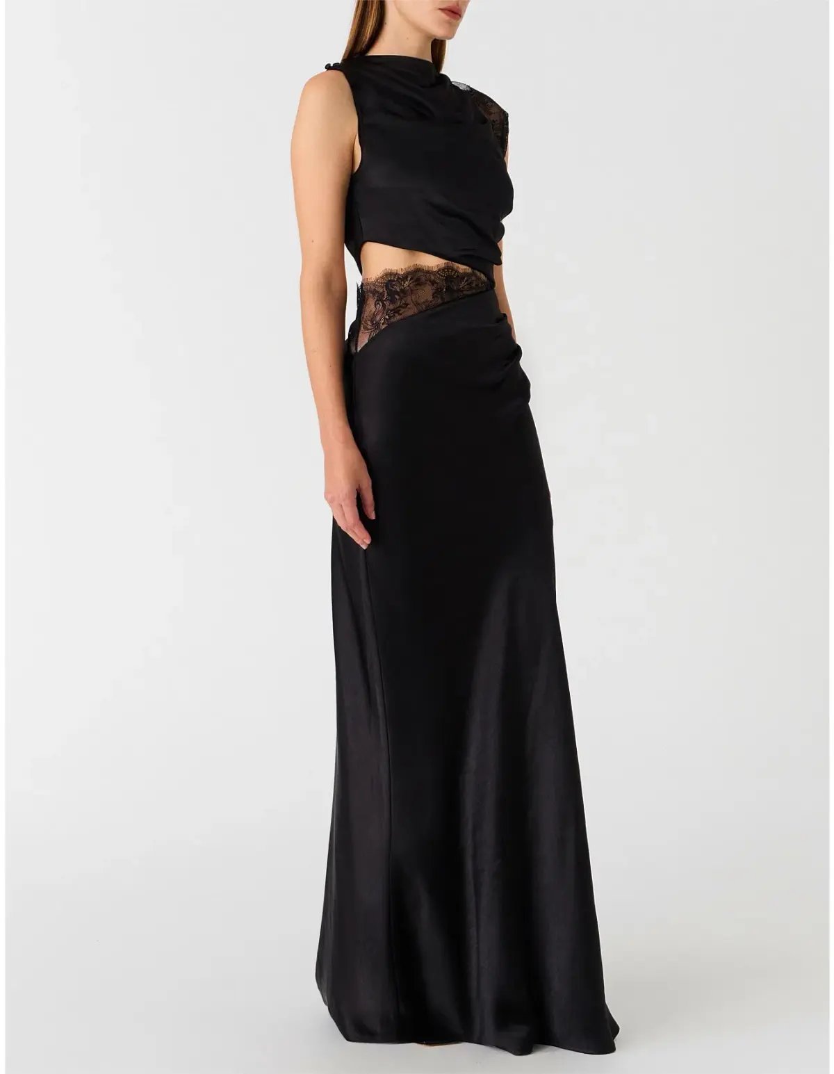 MISHA Kimora Satin Dress Black Size 12 photo 2