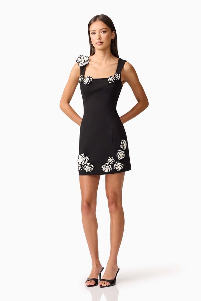 Elliatt Marina Mini Dress - Black White photo 4