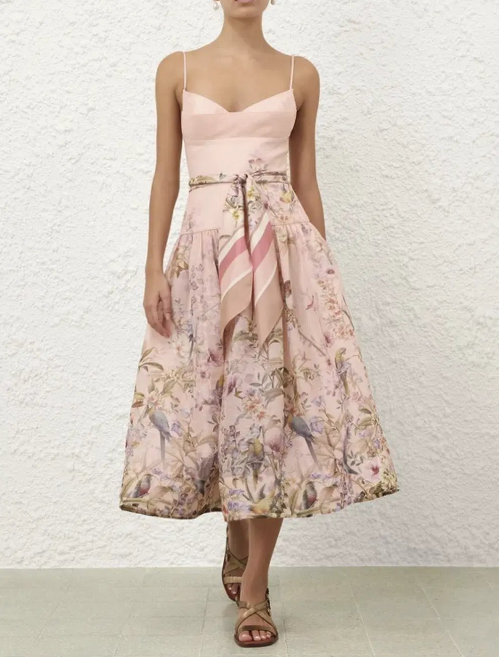 Zimmermann Rebellion Fitted Picnic Dress in Pink Aviary s0 photo 3