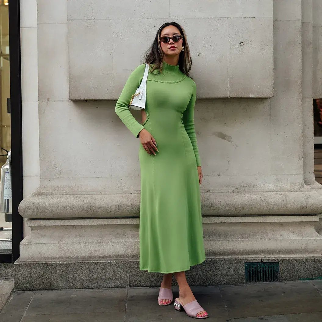 Aje Green Amelie Braided Cut Out Knit Midi Dress Green Size L/AU 12 photo 2