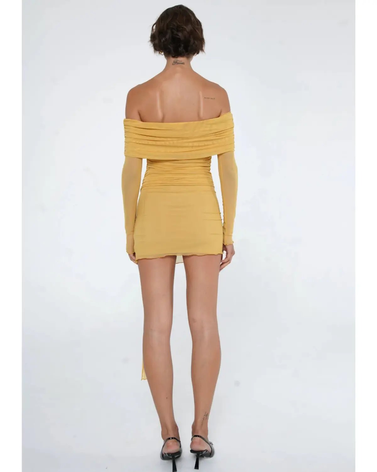 BENNI Yasmin Mini Dress Mustard Size AU 8 photo 2