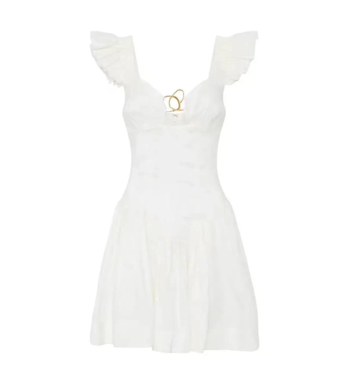 Aje Simone Frill Sleeve Mini Dress in White Size AU 10 photo 4
