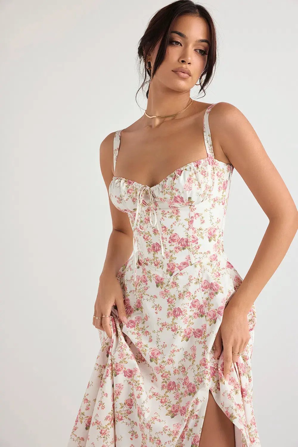 House of CB Carmen Rose Print Bustier Sundress S / Au 8 photo 4