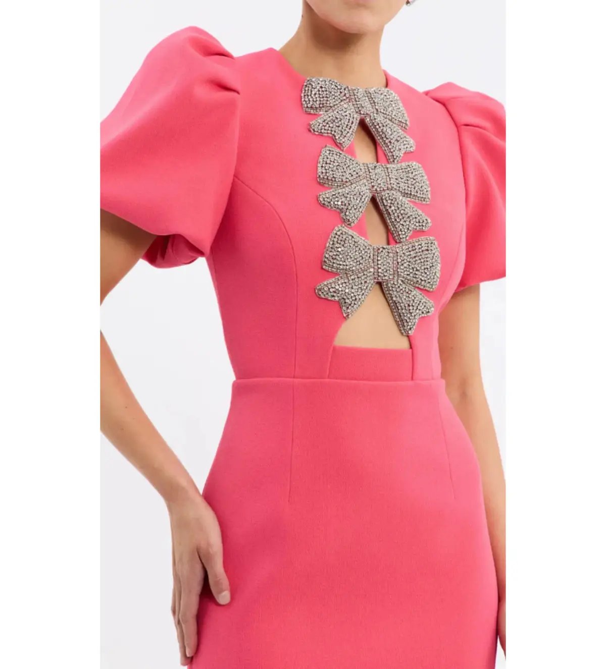 Rebecca Vallance Posey Puff Sleeve Midi Dress Pink Size AU 10 photo 3