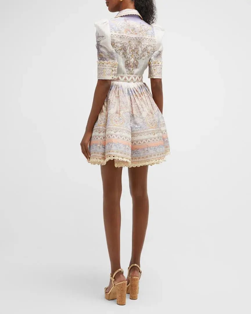 Zimmermann High Tide Mini Shirt Dress Odyssey Print Size 1 / Au 10 photo 3