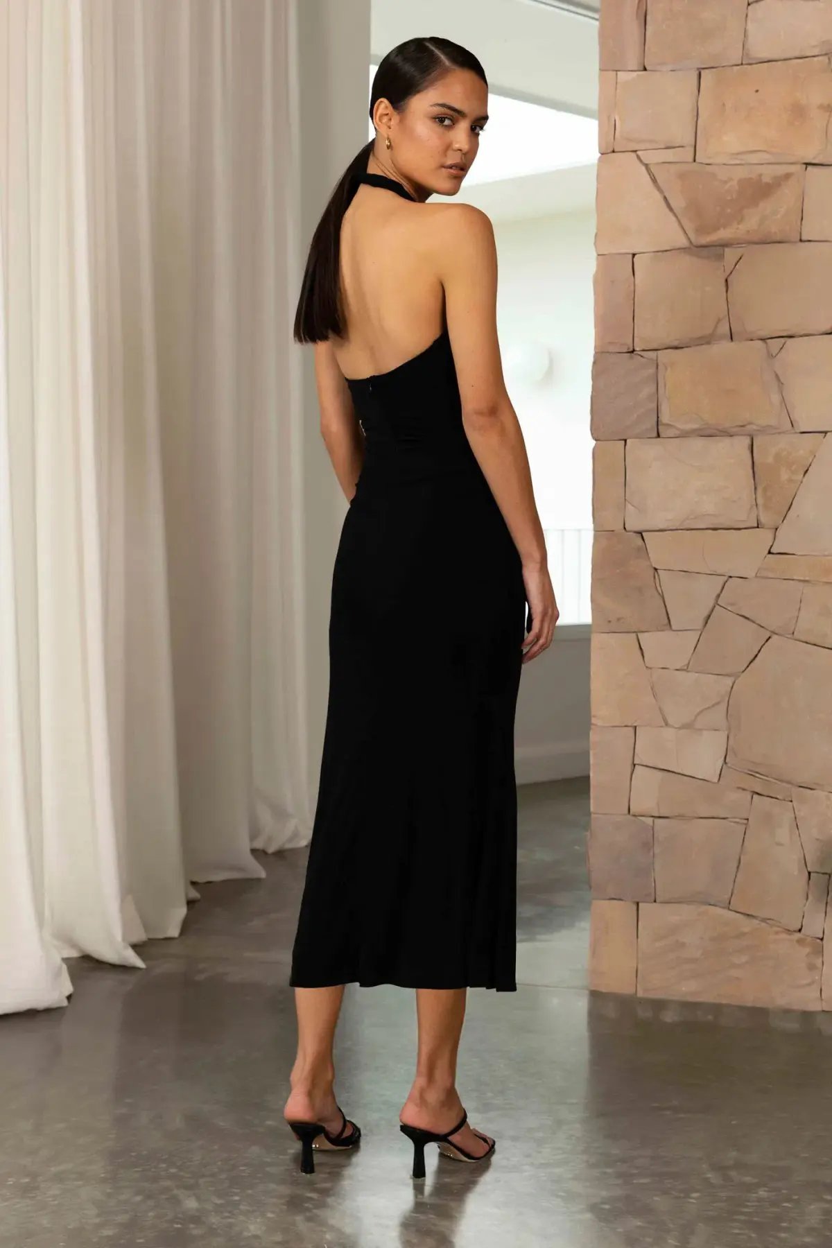 MISHA Lydia Midi Dress Black Size 6/XS photo 3
