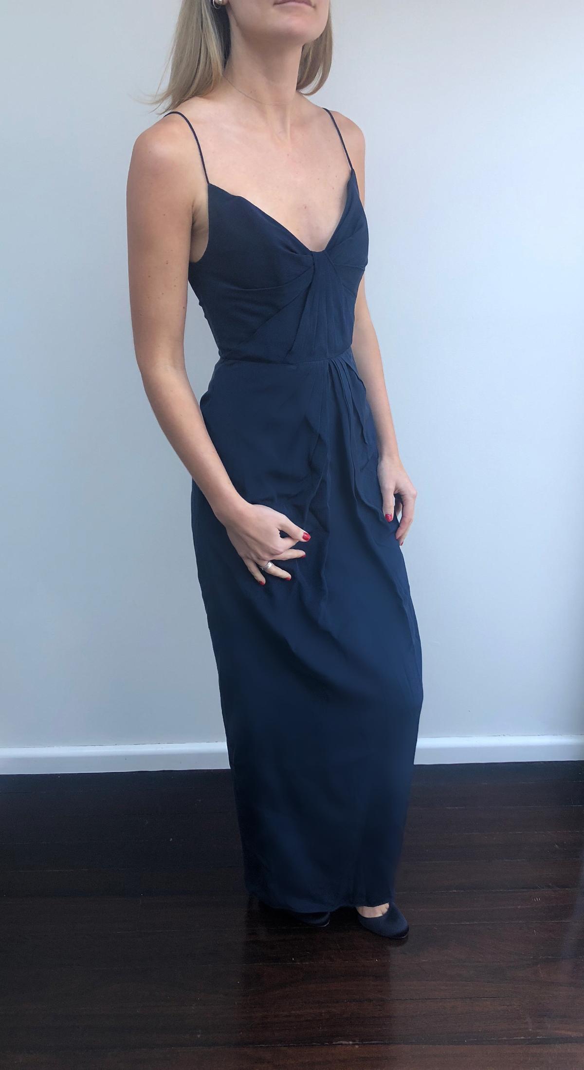 Zimmermann Pleated Silk Maxi Dress Navy Size 8 photo 3