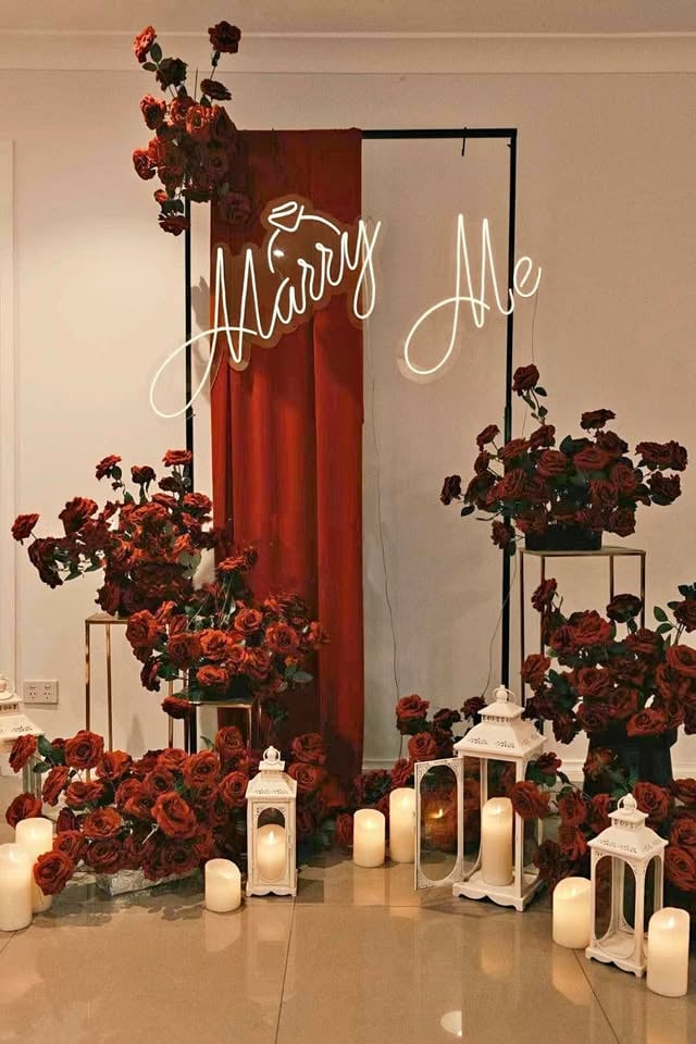 Proposal setup for Hire-Red rose Flower theme props Hire photo 2