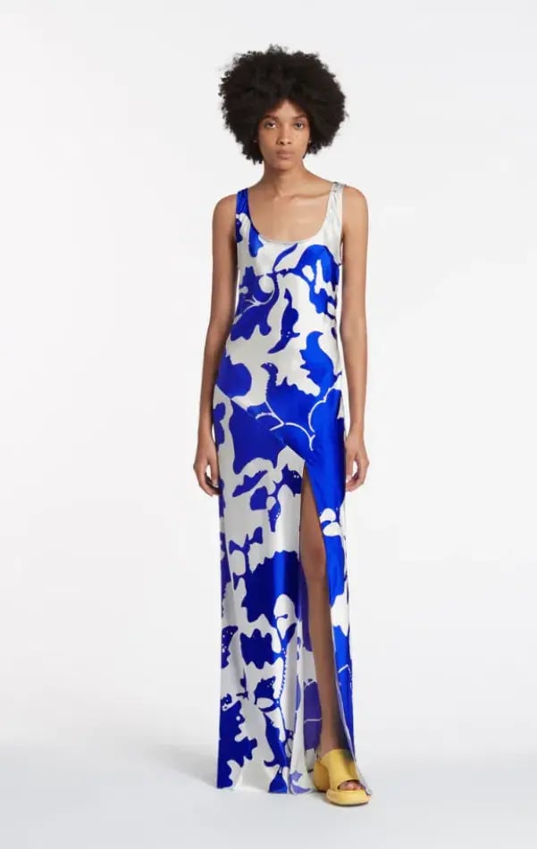 Sir the Label Esme Silk Bias Cut Dress Blue/White Print Size 1 / AU 8 photo 6