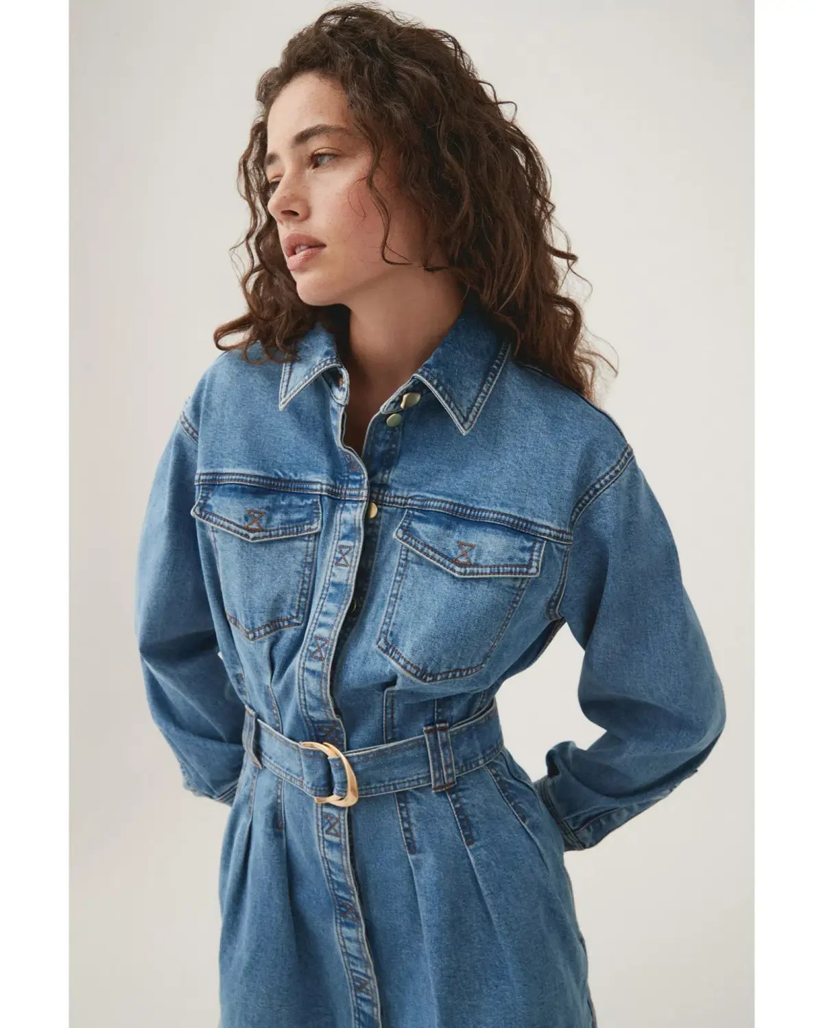 Aje Aradia Denim Mini Dress Classic Wash Size AU 4 photo 2