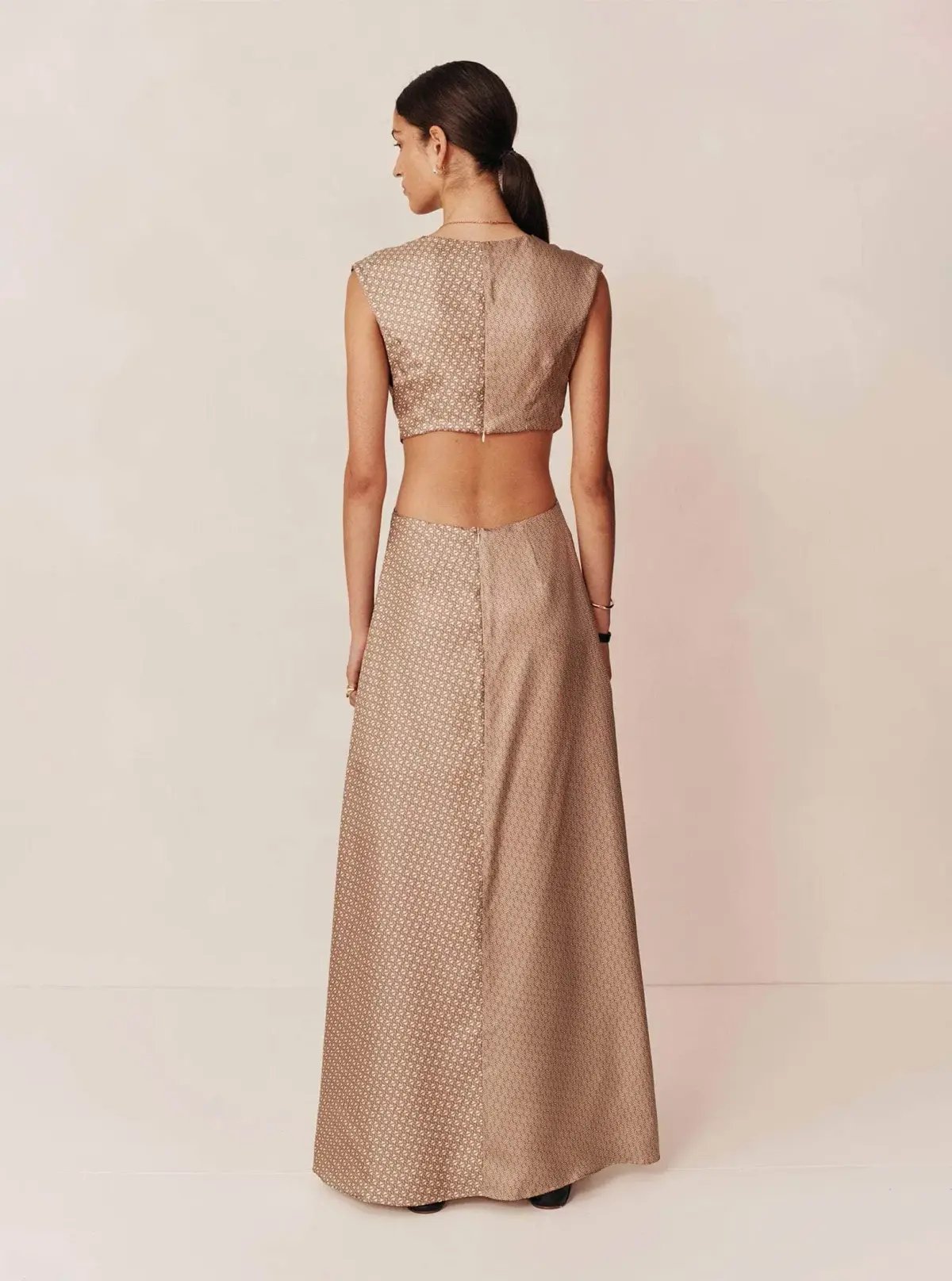 Esse Linka Twist Maxi Dress Brown Print Size 6 photo 3