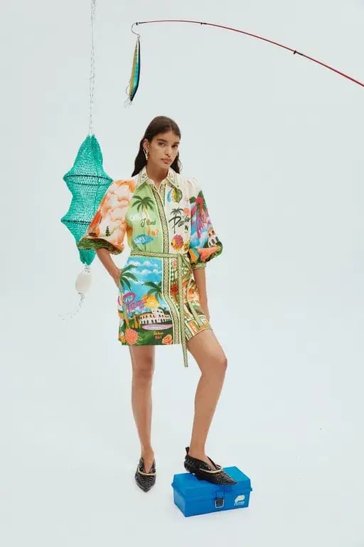 Alemais Paradiso Mini Dress Multi Print Size 10 photo 2