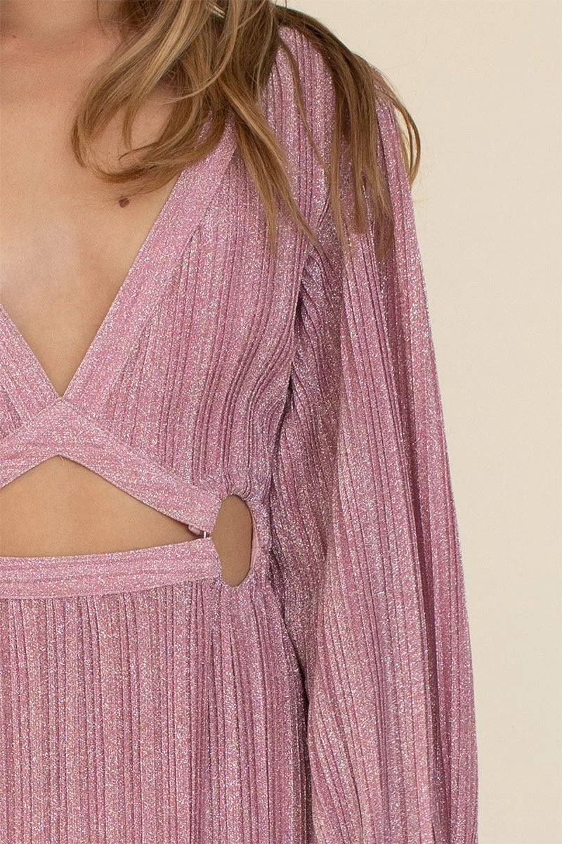 SUBOO MARS LONG SLEEVE CUTOUT MAXI DRESS - PINK photo 4