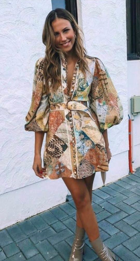 Zimmermann Brightside Belted Linen Mini Dress Print Size 8 photo 5