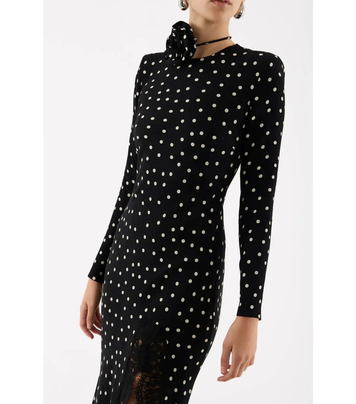 Rebecca Vallance Celyn Polka Dot Midi Dress Black Size AU 12 photo 2